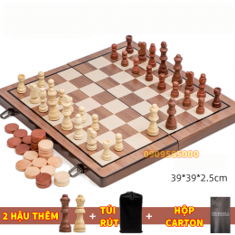Bộ cờ vua gỗ nam châm chuẩn quốc tế (có hậu thêm)
